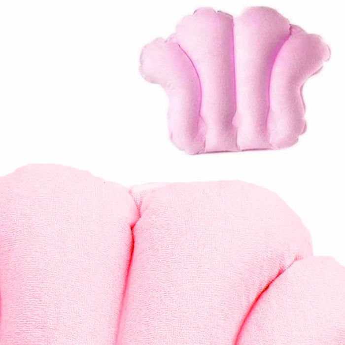 Shell Shape Terrycloth Bath Pillow Vinyl Covering Inflatable Neck Cushion Spa