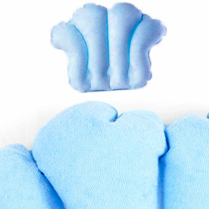 Shell Shape Terrycloth Bath Pillow Vinyl Covering Inflatable Neck Cushion Spa
