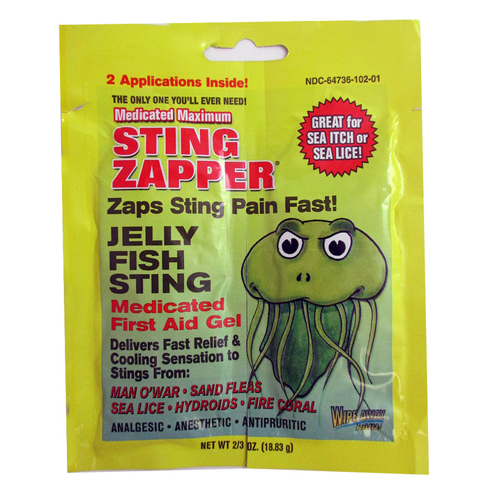 2 Pack Sting Zapper Jellyfish Sea Life First Aid Medicated Gel Wipe Fast Relief