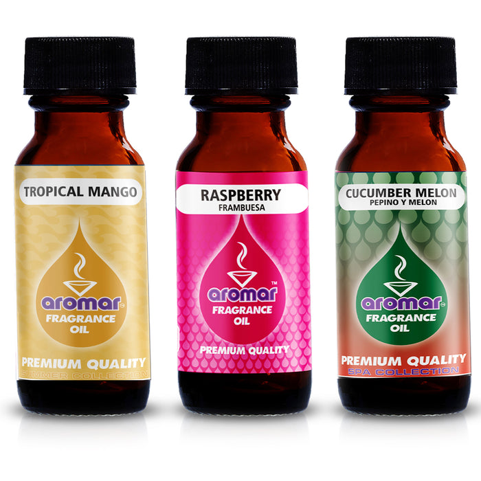 3 Aromatherapy Oils 1oz Fruit Mango Raspberry Cucumber Melon Fragrance Diffuser
