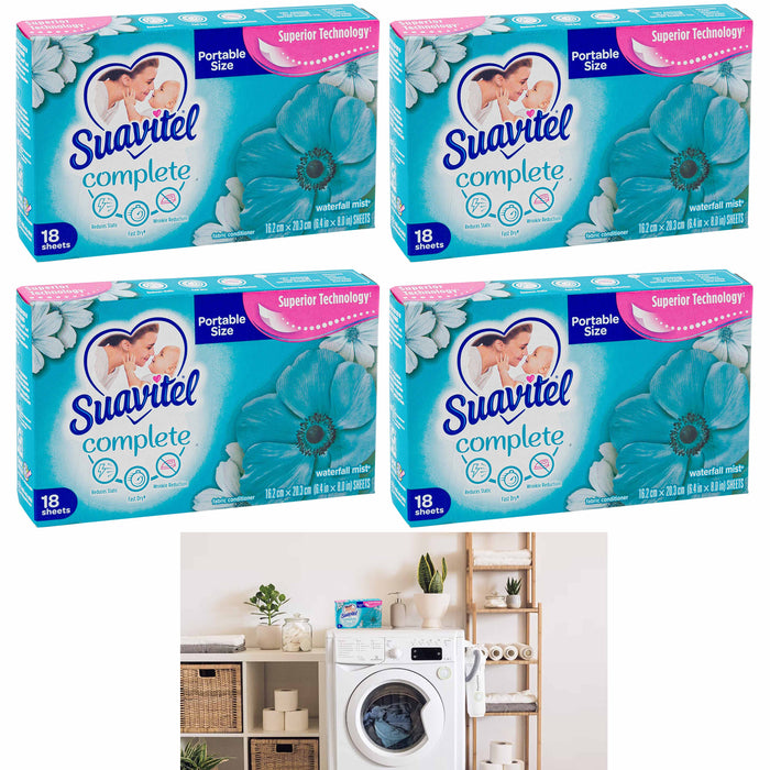 4 Packs Fabric Softener Dryer Sheets Laundry Conditioner Waterfall Mist Scented
