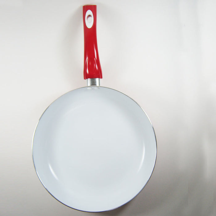3 Non Stick Ceramic Coated Fry Pan Set Eco Red Healthy Cookware 8" 9.5" 11" New