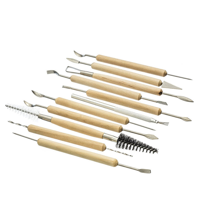 11 PC Clay Tools Pottery Sculpting Tool Supplies Wooden Handle Carving Tool Set