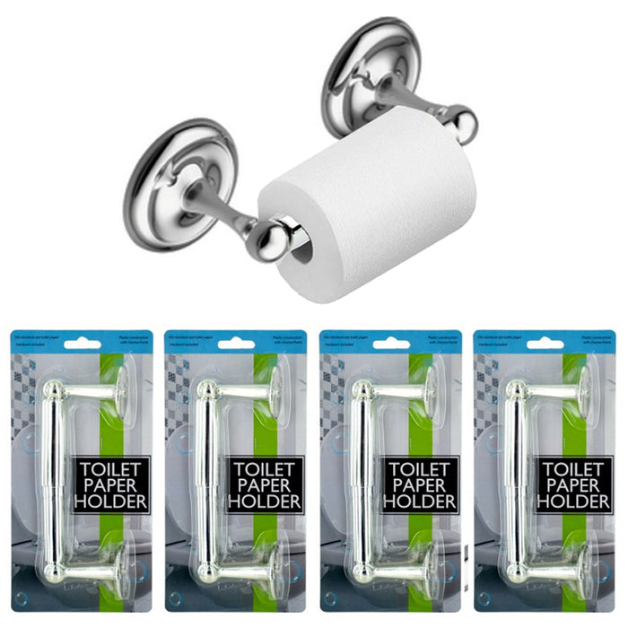 4 Pack Toilet Paper Holder Bathroom Hardware Bath Accessory Plastic Chrome
