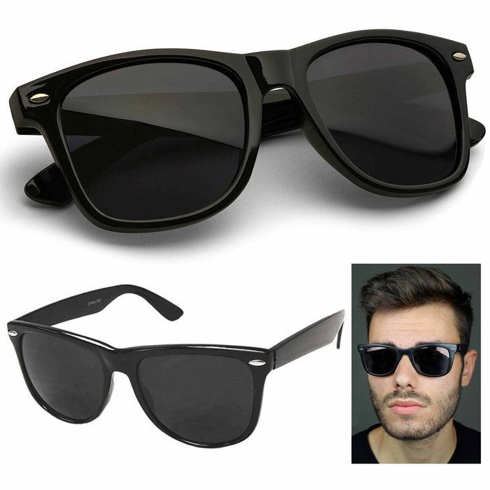 2 Mens Classy Style Retro Sunglasses Polarized Womens Fashion Frame Square Black