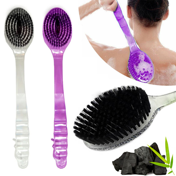 2pc Bamboo Charcoal Bath Brush Back Scrub Scrubber Massager Body Shower Back 14"