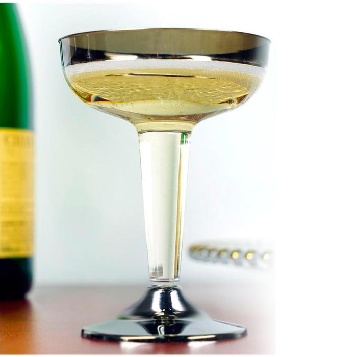 20 X Plastic Champagne Wine Flutes Disposable Glasses 4.5oz Wedding Party Silver