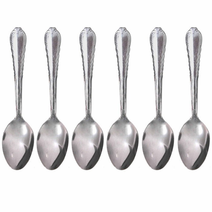 6 Pc Stainless Steel Dinner Spoons Flatware Silverware Cutlery Soup Utensil Set
