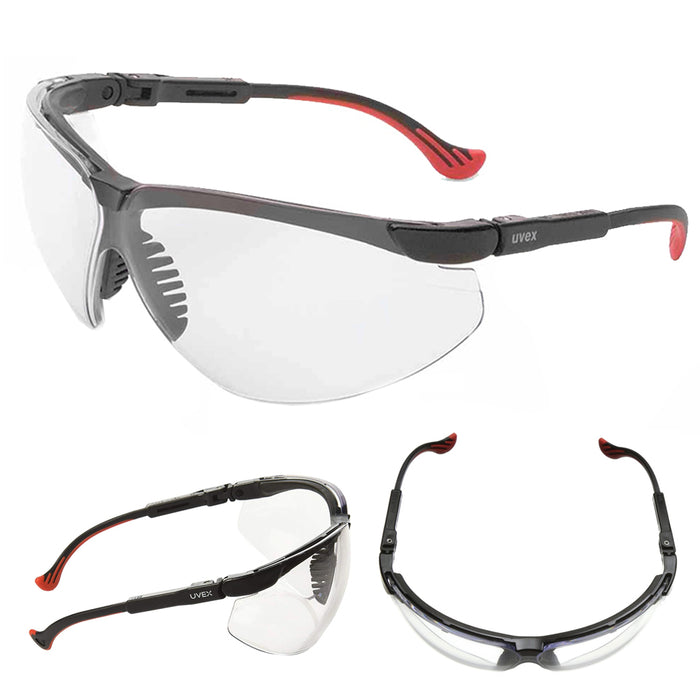 Uvex Safety Eyewear Black Frame Clear Lens AntiFog Sport Work Protective Glasses