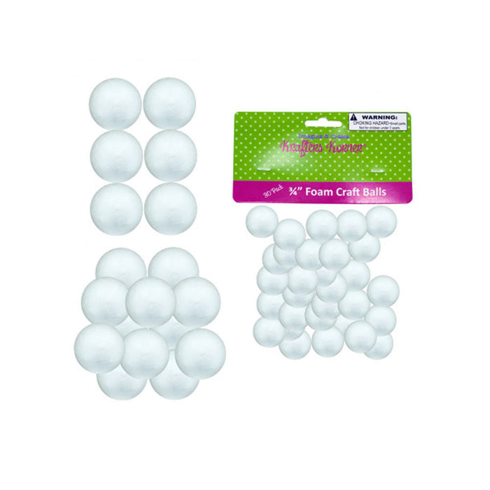50 Foam Polystyrene Art Craft Styro White Balls Project Styrofoam 3/4" 1" 1 1/2"