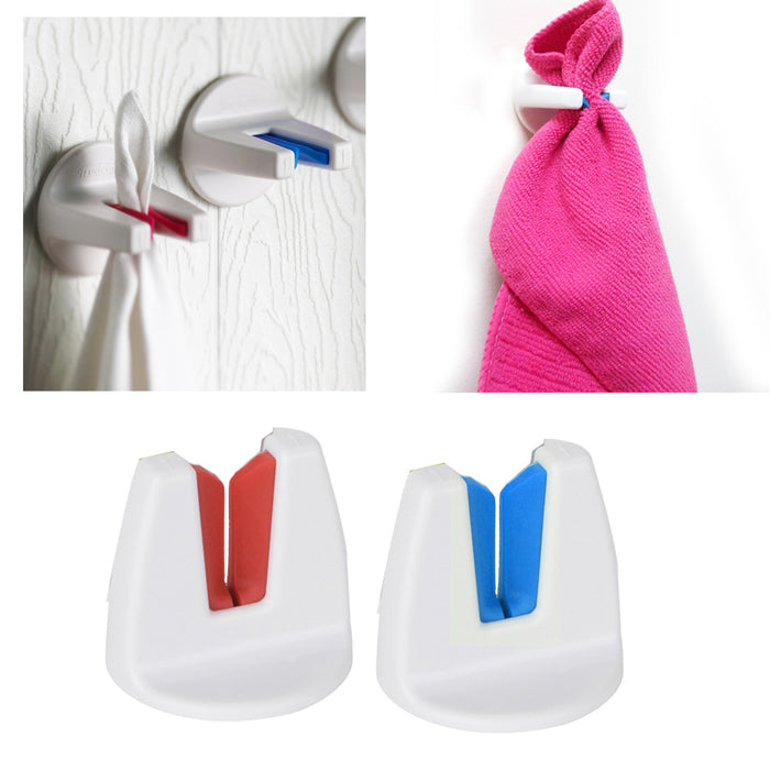 2 Kitchen Bathroom Self Adhesive Tea Towel Dishcloth Grip Holder Hanger Push In