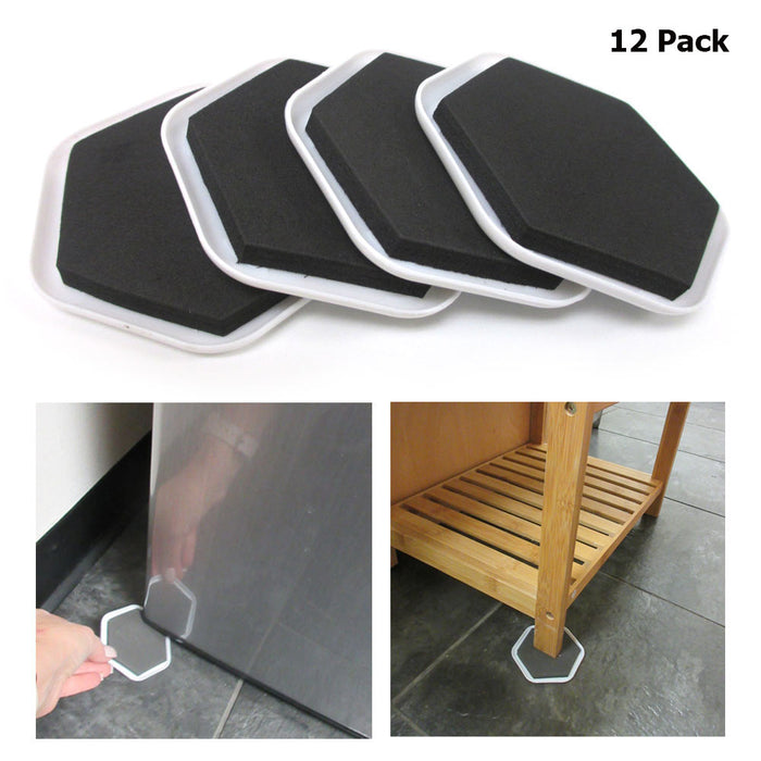 12 PC Soft Furniture Sliders Pads Magic Movers Floor Wood Carpet Floor Protector