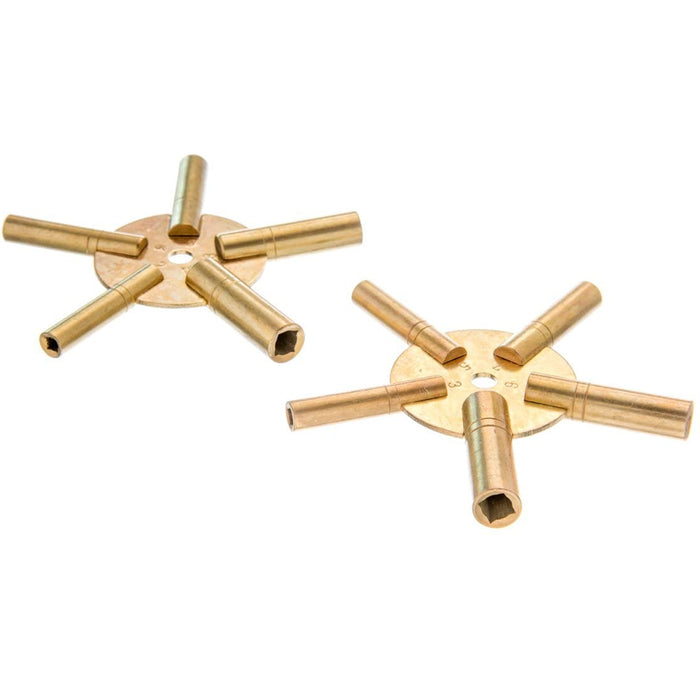 2 Pc Clock Winding Brass Key Set Even & Odd Numbers Universal Wall Clock Keys