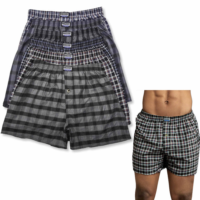 12 Pk Men's 100% Cotton Plaid Boxers Shorts Briefs Trunk Underwear Soft Size L