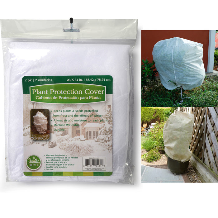 2 Winter Drawstring Plant Covers Warm Protection Bag Frost Blanket Fruit Animals