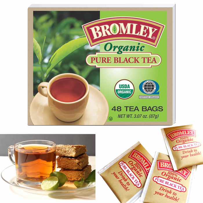 48 Ct Pure Black Tea Bags 100% Organic Natural Bromley Hot Iced Beverage Drink