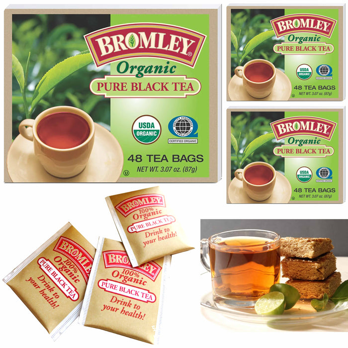 144 Ct 100% Organic Bromley Pure Black Tea Bags Premium Quality Hot Iced Drink