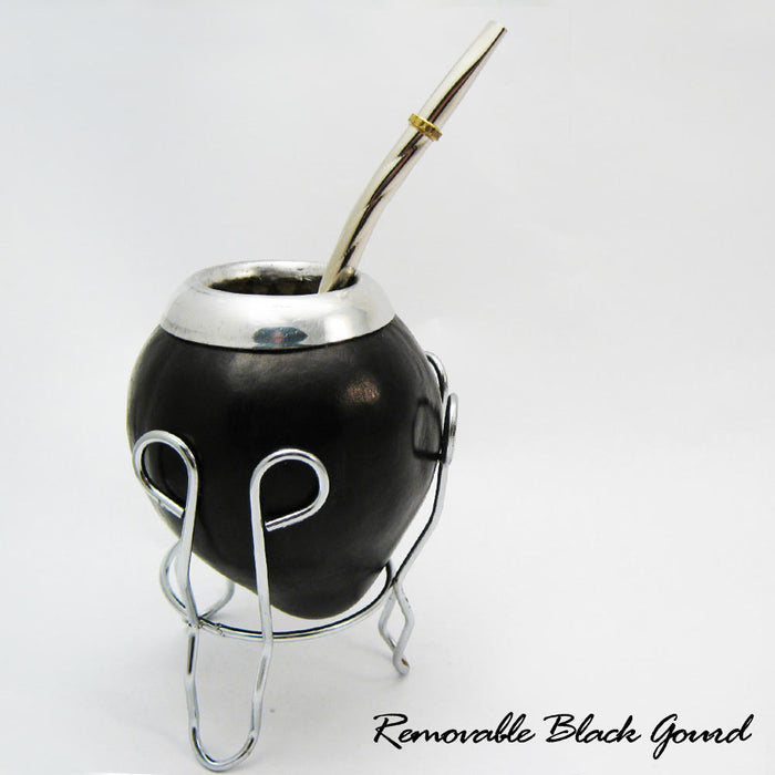 ARGENTINA MATE GOURD GREEN TEA STRAW BOMBILLA INFUSION CUP SILVER NEW SET B 3875