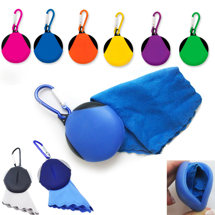 Microfiber Cleaning Lens Cloth Eyeglass Screen Camera Cleaner Wipe Carabiner New