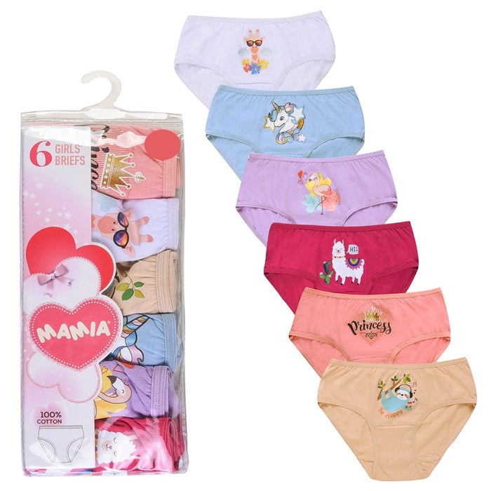 6 Pack Girls Toddler Panties 100% Cotton Underwear Assorted Briefs Size X-Large