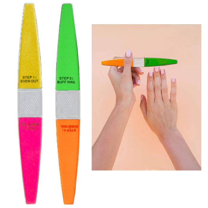 2 X Buffing Buffer Wand 4 Step Block Nail File Acrylic Pedicure Sanding Manicure