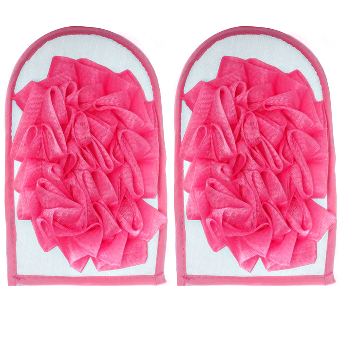 2 Pc Exfoliating Spa Bath Gloves Sponge Mitts Shower Soap Loofah Body Scrubber