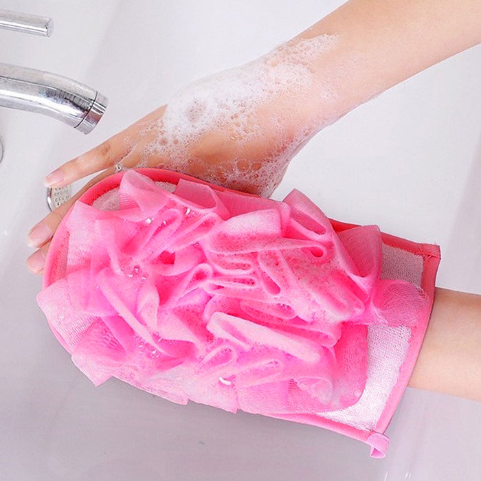 2 Pc Exfoliating Spa Bath Gloves Sponge Mitts Shower Soap Loofah Body Scrubber