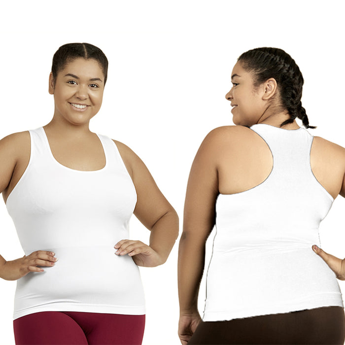 2 Pc Women Plus Size Basic Cami Tank Tee Racerback Stretch Shirt Top Black White