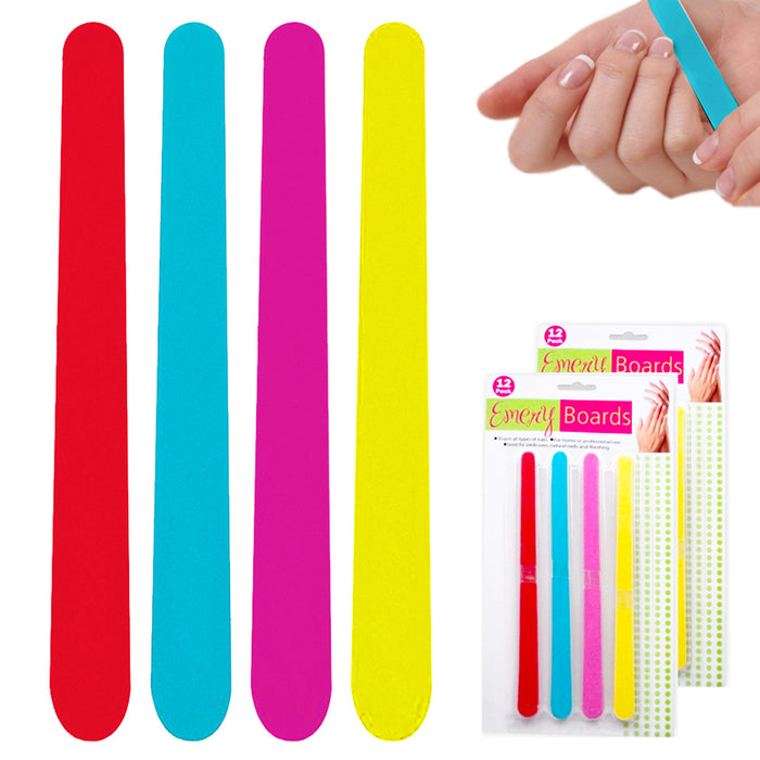 24PC Pro Nail File Double Sided Emery Boards Natural Acrylic Nails Manicure Tool