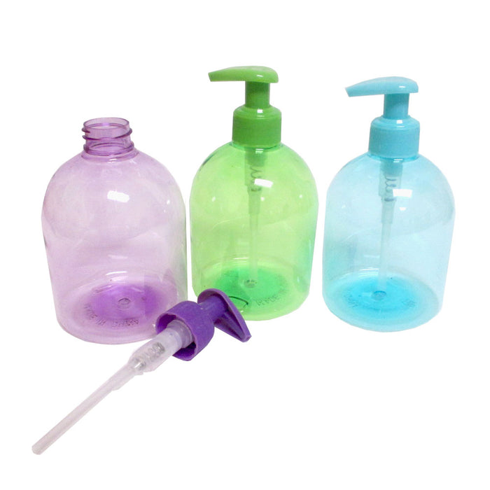 12 Pack Plastic Dispenser Refillable Bottle Hand Liquid Soap Pump Lotion 17.5 Oz