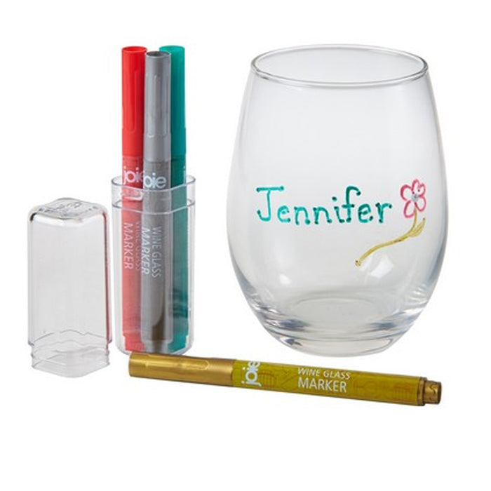 4pc Joie Metallic Paint Markers Pens Wine Glass Washable Weddings Party Cup Name