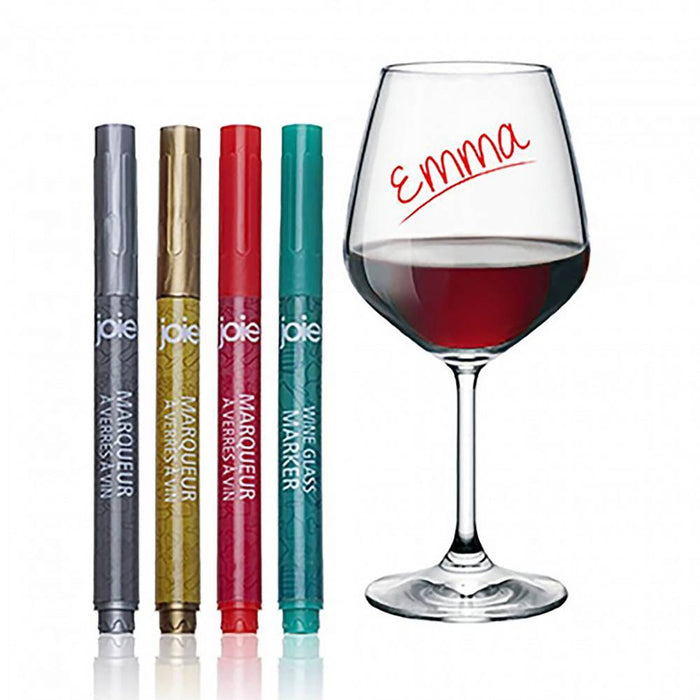 4pc Joie Metallic Paint Markers Pens Wine Glass Washable Weddings Party Cup Name