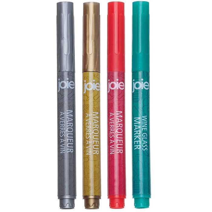4pc Joie Metallic Paint Markers Pens Wine Glass Washable Weddings Party Cup Name