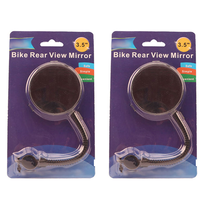 2 Bike Rear View Mirror Flexible Handlebar Glass Cycling Blind Spot Bicycle Safe