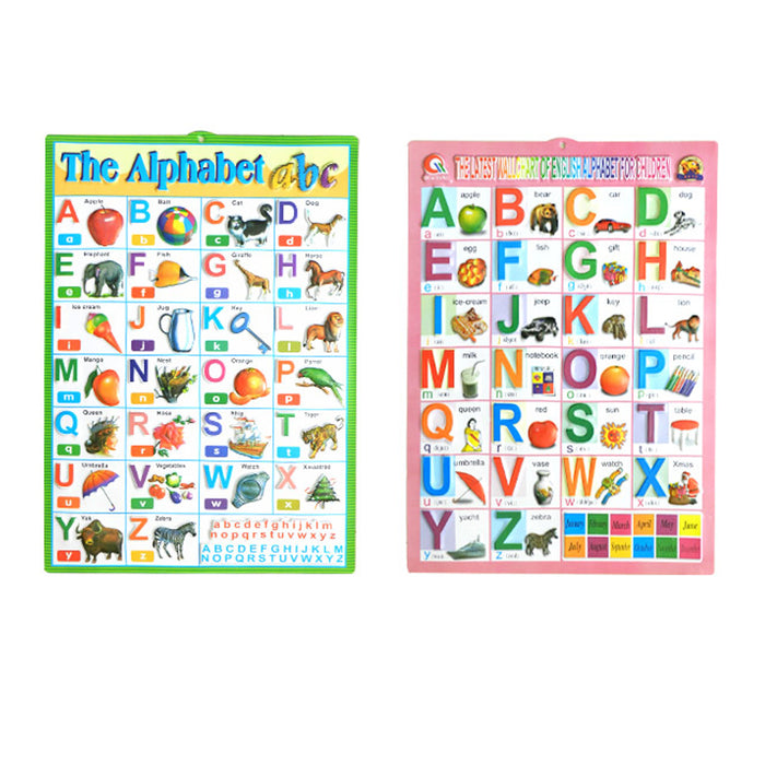 4 X Classroom Learning Poster Alphabet Number English Math Children School Pre-K