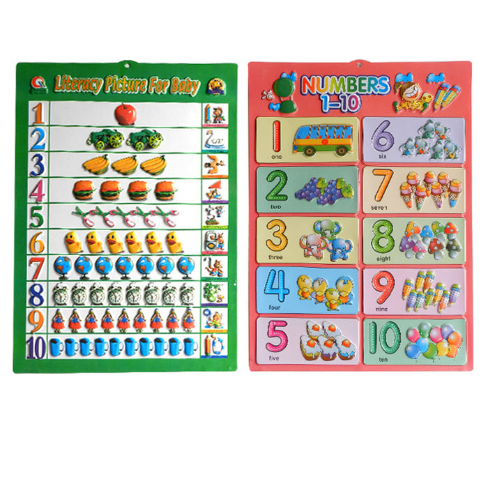4 X Classroom Learning Poster Alphabet Number English Math Children School Pre-K