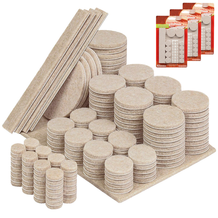 129-Piece Furniture Felt Pads Beige Assorted Sizes Self Adhesive Floor Protector