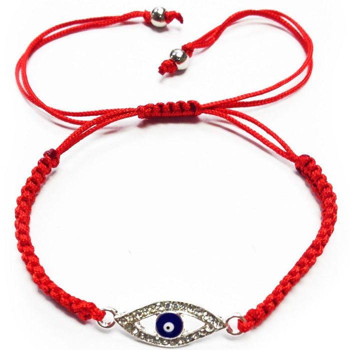 Macrame Evil Eye Lucky Charm Turkish Bracelet Red Nazar Hamsa Jewish Kabbalah CZ