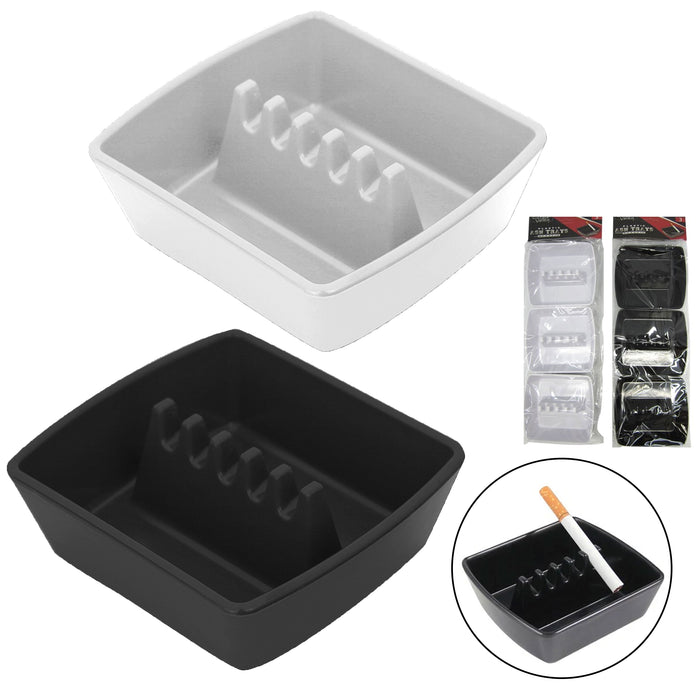 6 Pc Square Ashtray Butt Extinguish Ashes Holder Plastic Ash Tray Home Bar 3.7"