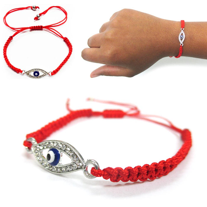 Macrame Evil Eye Lucky Charm Turkish Bracelet Red Nazar Hamsa Jewish Kabbalah CZ