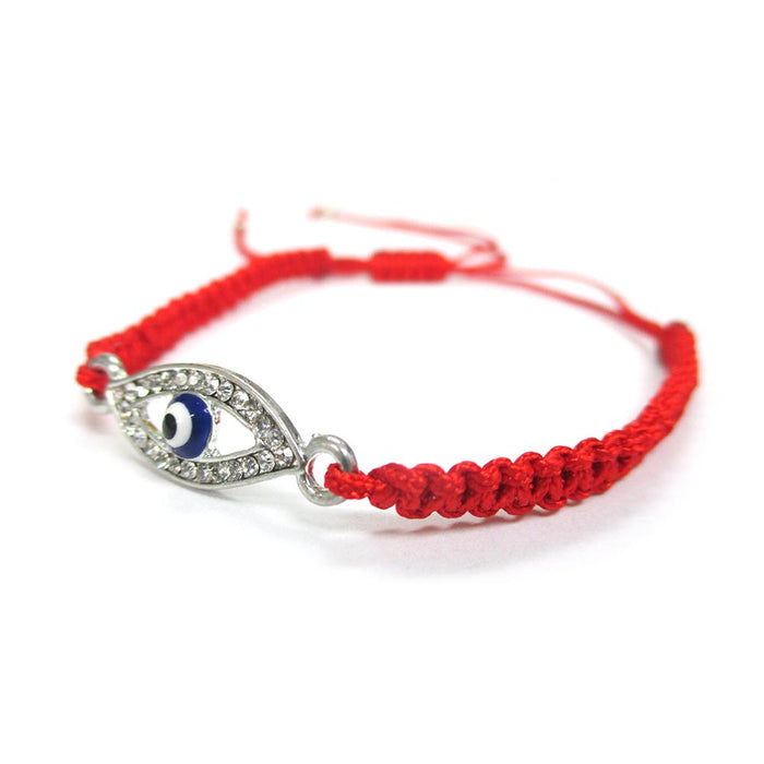 Macrame Evil Eye Lucky Charm Turkish Bracelet Red Nazar Hamsa Jewish Kabbalah CZ
