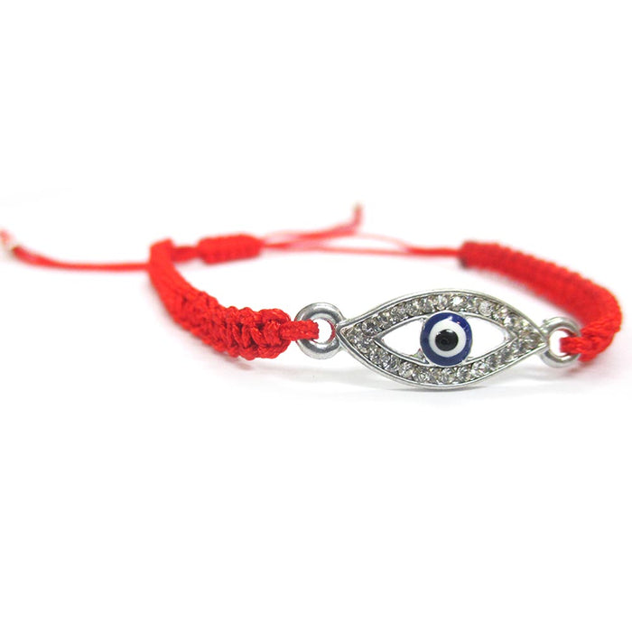 Macrame Evil Eye Lucky Charm Turkish Bracelet Red Nazar Hamsa Jewish Kabbalah CZ