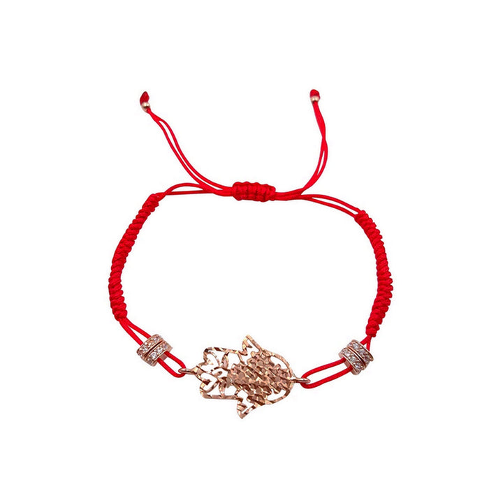 Gold Hamsa Bracelet Kabbalah Fatima Hand Pendant Red String Bangle Charm Protection