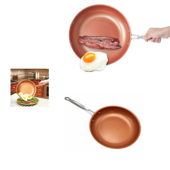 2 Ceramic Copper Coated Non Stick Fry Pan Set Eco PFOA free Cookware 9.5" 11" !