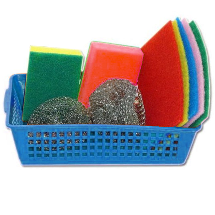 2-Pack 9-Piece Kitchen Scrub Sponge Sets with Storage Baskets