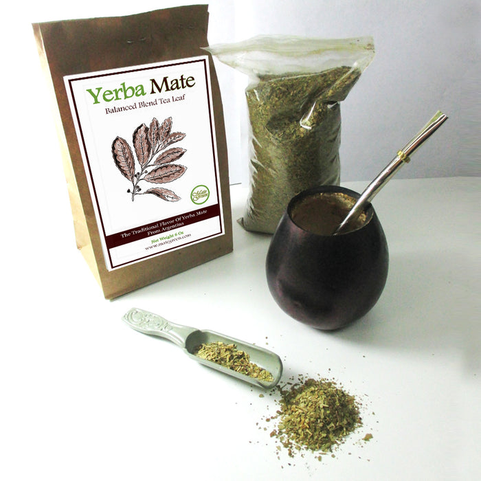 4 Pc Argentina Yerba Mate Tea Gourd Cup Straw Bombilla 6 Oz Leaf Bag Kit Combo