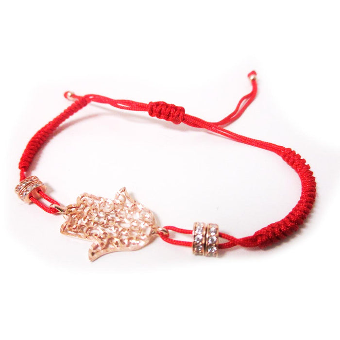 Gold Hamsa Bracelet Kabbalah Fatima Hand Pendant Red String Bangle Charm Protection