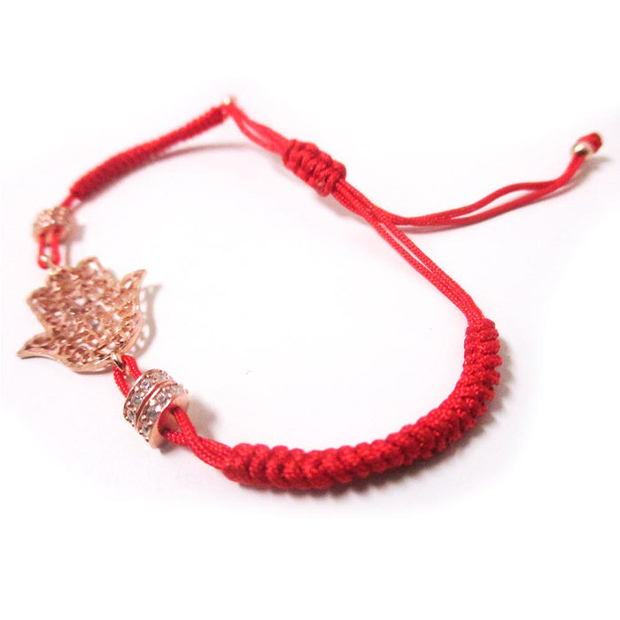 Gold Hamsa Bracelet Kabbalah Fatima Hand Pendant Red String Bangle Charm Protection