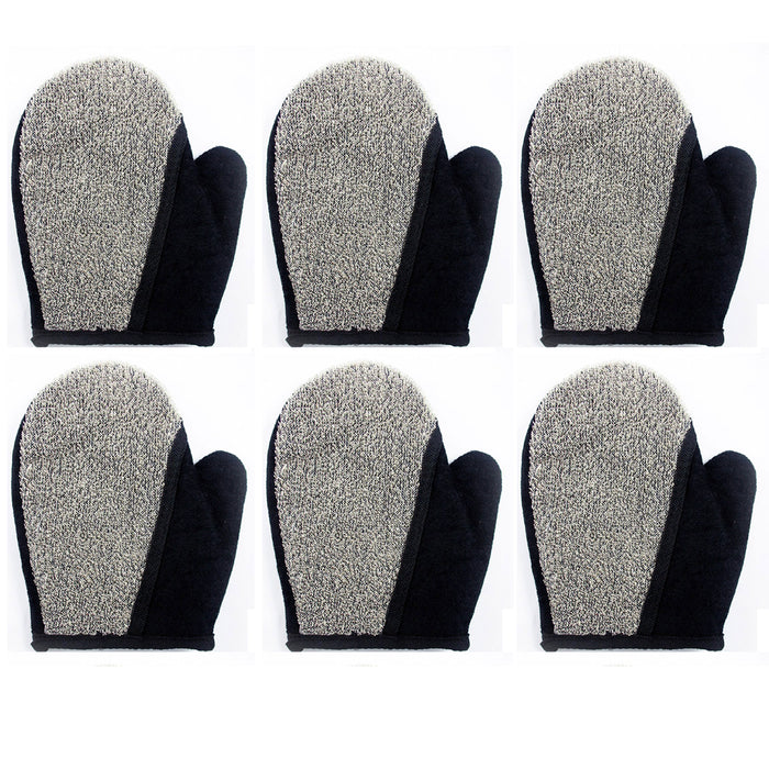 6 Pc Exfoliating Spa Bath Gloves Loofa Brush Scrub Shower Glove Skin Scrubber