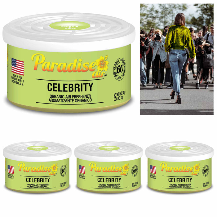 4 Pc Paradise Organic Air Freshener Celebrity Scent Fiber Can Home Car Aroma